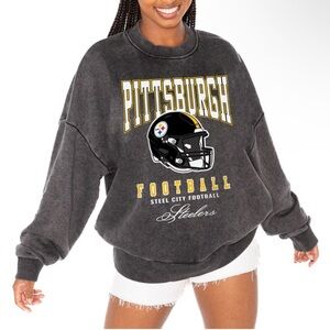 Women's Pittsburgh Steelers Gameday Couture Black Vintage Wash Pullover Sz XL